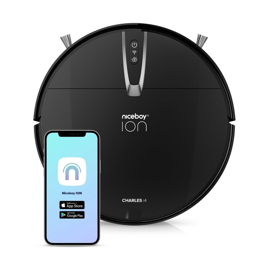 Niceboy ION Charles i4 - Smart robotic vacuum cleaner 2in1 4400 mAh Wi-Fi black + remote control