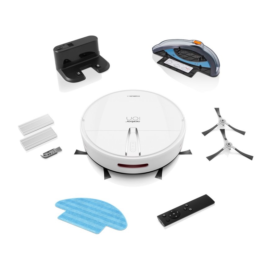 Niceboy ION Charles i4 - Smart robotic vacuum cleaner 2in1 4400 mAh Wi-Fi white + remote control