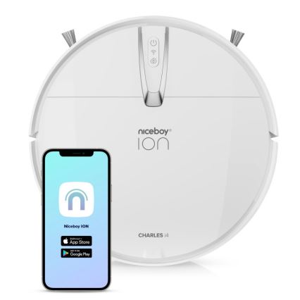 Niceboy ION Charles i4 - Smart robotic vacuum cleaner 2in1 4400 mAh Wi-Fi white + remote control