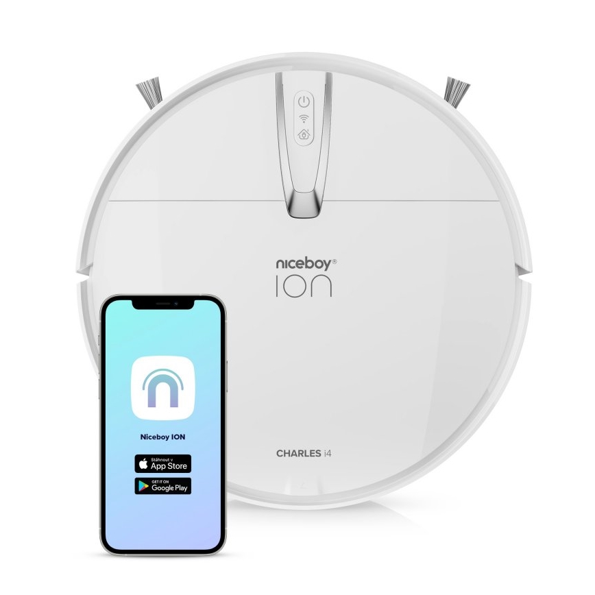 Niceboy ION Charles i4 - Smart robotic vacuum cleaner 2in1 4400 mAh Wi-Fi white + remote control