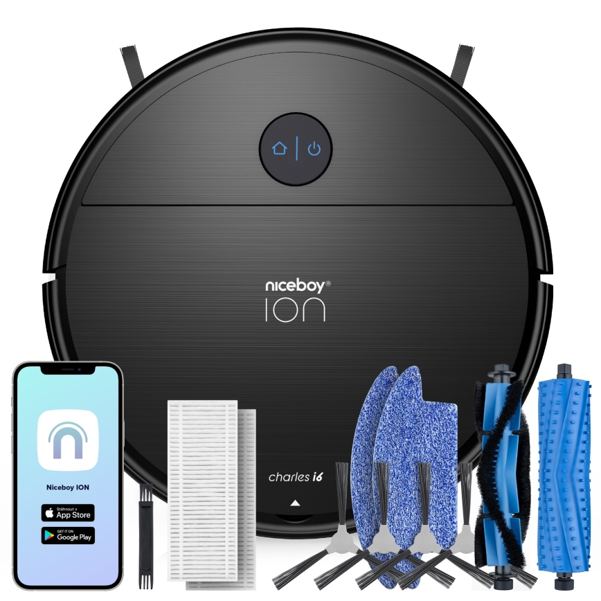 Niceboy ION Charles i6 - Smart robotic vacuum cleaner 2in1 2600 mAh Wi-Fi black