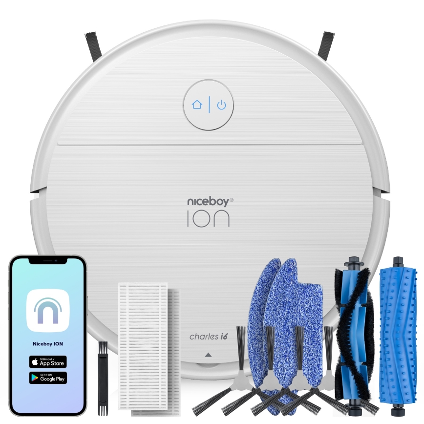 Niceboy ION Charles i6 - Smart robotic vacuum cleaner 2in1 2600 mAh Wi-Fi white