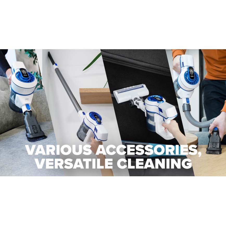 Niceboy ION Hurricane H5 - Cordless stick vacuum cleaner 2in1 150W/2200 mAh white/blue