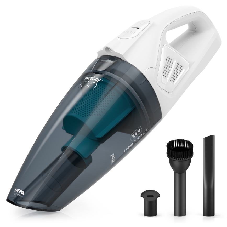 Niceboy ION Hurricane R1 - Rechargeable handheld vacuum cleaner 50W/2200 mAh white/blue