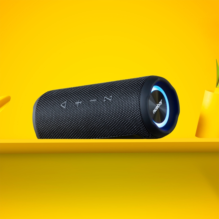 Niceboy Nexus - LED Wireless speaker with a microphone 26W/4000 mAh IPX6 black