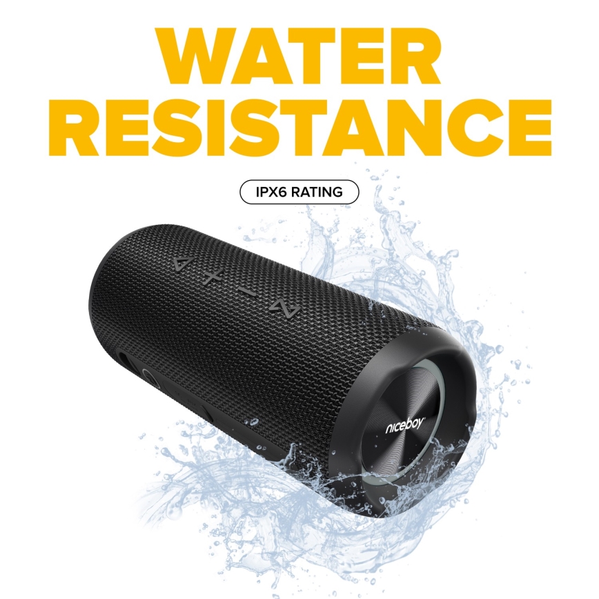 Niceboy Nexus - LED Wireless speaker with a microphone 26W/4000 mAh IPX6 black