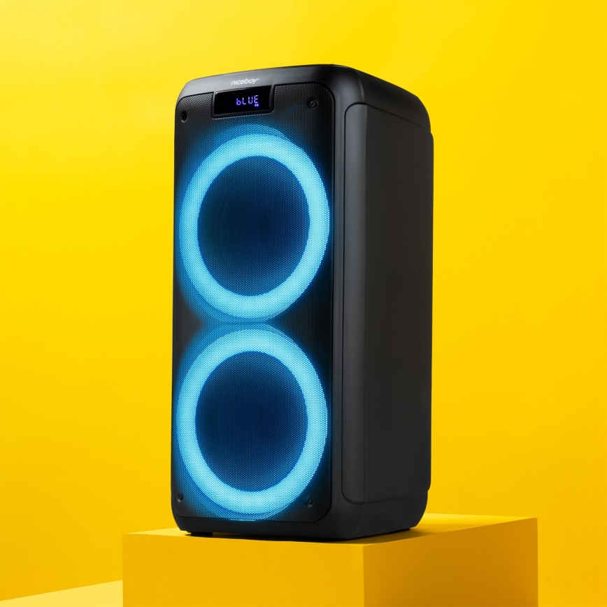 Niceboy PARTY Boss 2 - LED Wireless speaker with a microphone and power bank function 200W/4500 mAh + remote control