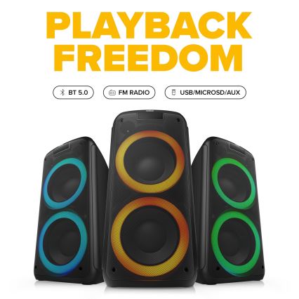 Niceboy PARTY Boss 2 - LED Wireless speaker with a microphone and power bank function 200W/4500 mAh + remote control