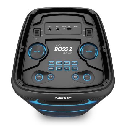 Niceboy PARTY Boss 2 - LED Wireless speaker with a microphone and power bank function 200W/4500 mAh + remote control