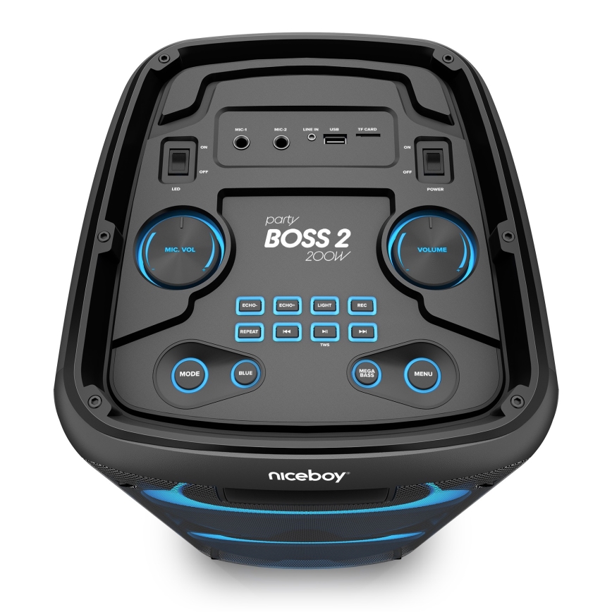 Niceboy PARTY Boss 2 - LED Wireless speaker with a microphone and power bank function 200W/4500 mAh + remote control