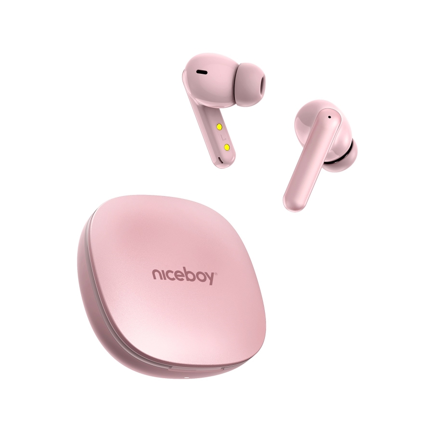 Niceboy Pins 4 PRO - Wireless earbuds with ANC, 380 mAh case + 2×35 mAh earbuds, IP54, pink