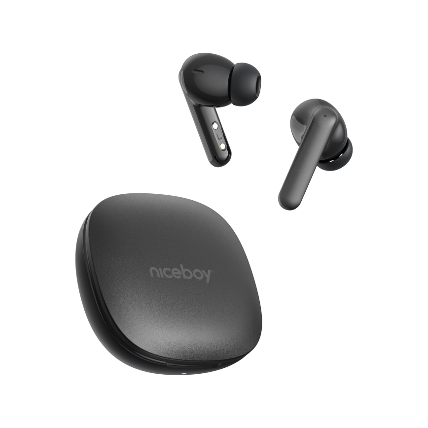 Niceboy Pins 4 PRO - Wireless earphones with ANC 380 mAh + 2x 35 mAh IP54 black