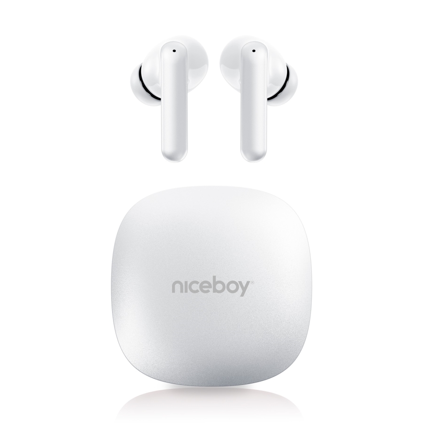 Niceboy Pins 4 PRO - Wireless earphones with ANC 380 mAh + 2x 35 mAh IP54 white