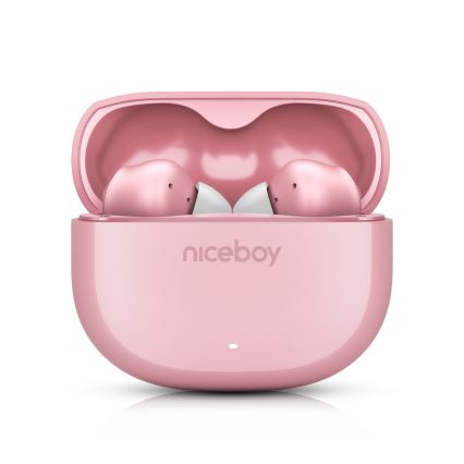 Niceboy Pins 4 - Wireless Earbuds with ANC, 400 mAh Case + 2 x 50 mAh Earbuds, IPX4, Pink