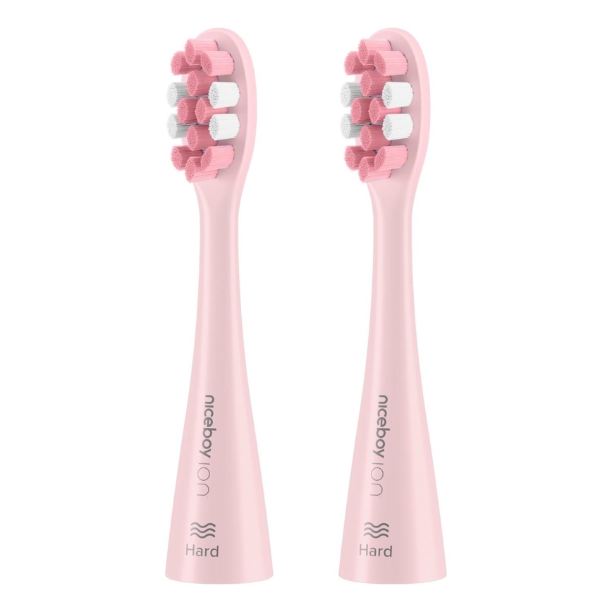 Niceboy - SET 2x Replacement head Hard for toothbrush ION Sonic and SmartSonic pink