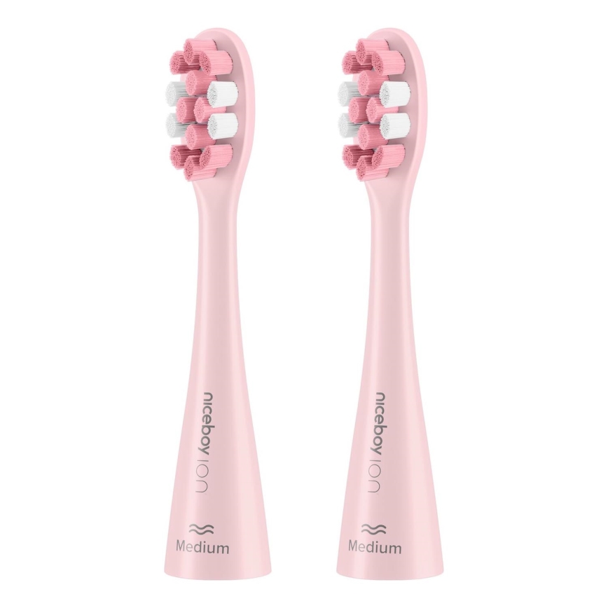 Niceboy - SET 2x Replacement head Medium for toothbrush ION Sonic and SmartSonic pink