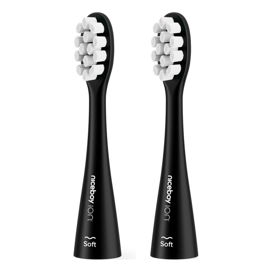 Niceboy - SET 2x Replacement head Soft for toothbrush ION Sonic and SmartSonic black