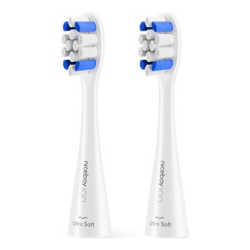 Niceboy - SET 2x Replacement head Ultrasoft for children's toothbrush ION Sonic white