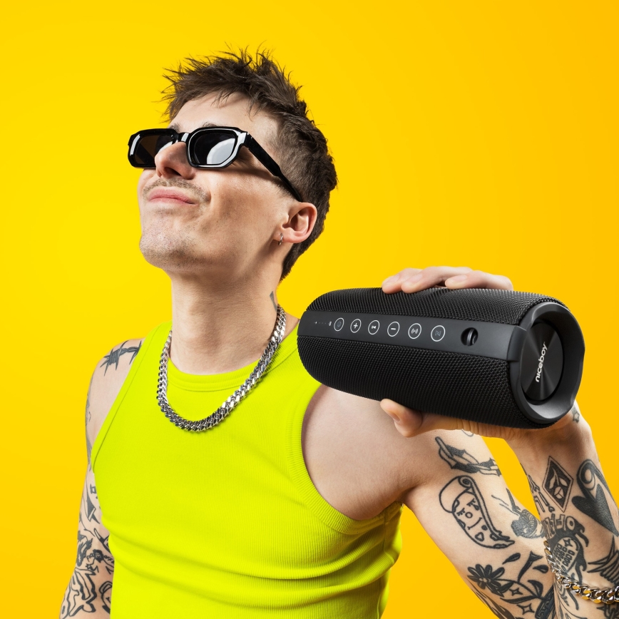 Niceboy Titan 4 - LED Wireless speaker with a microphone and power bank function 50W/4000 mAh IPX7 black