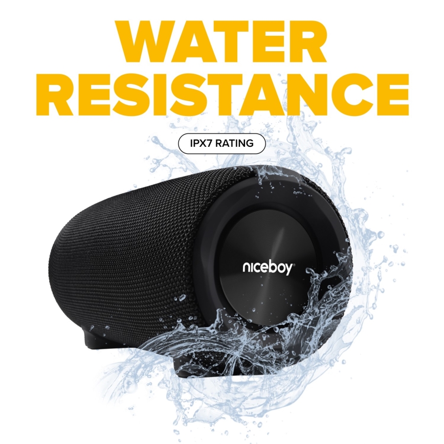 Niceboy Titan 4 - LED Wireless speaker with a microphone and power bank function 50W/4000 mAh IPX7 black