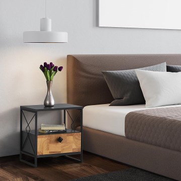 Nightstand ALTUNIZADE 50x45 cm black/brown