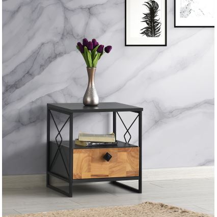 Nightstand ALTUNIZADE 50x45 cm black/brown