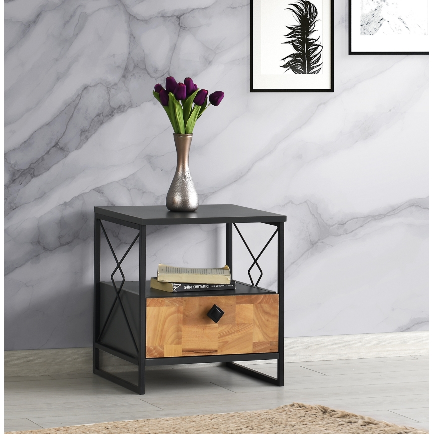 Nightstand ALTUNIZADE 50x45 cm black/brown
