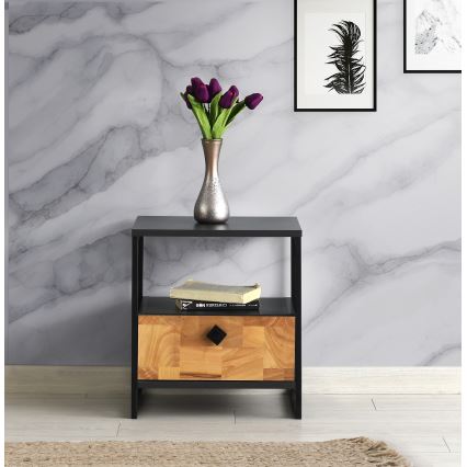 Nightstand ALTUNIZADE 50x45 cm black/brown