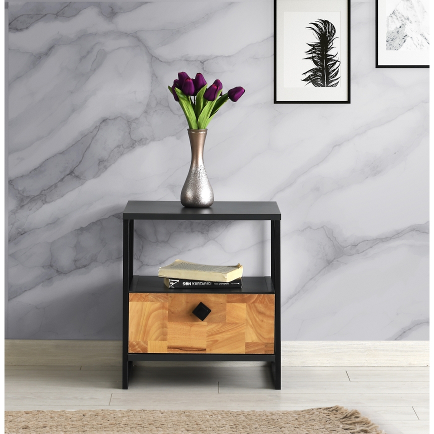 Nightstand ALTUNIZADE 50x45 cm black/brown