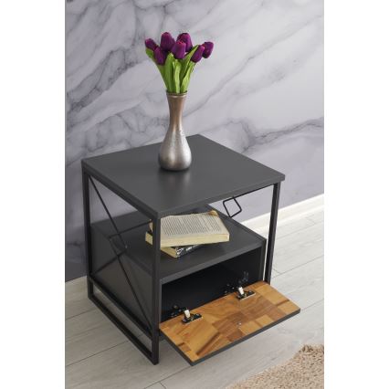 Nightstand ALTUNIZADE 50x45 cm black/brown