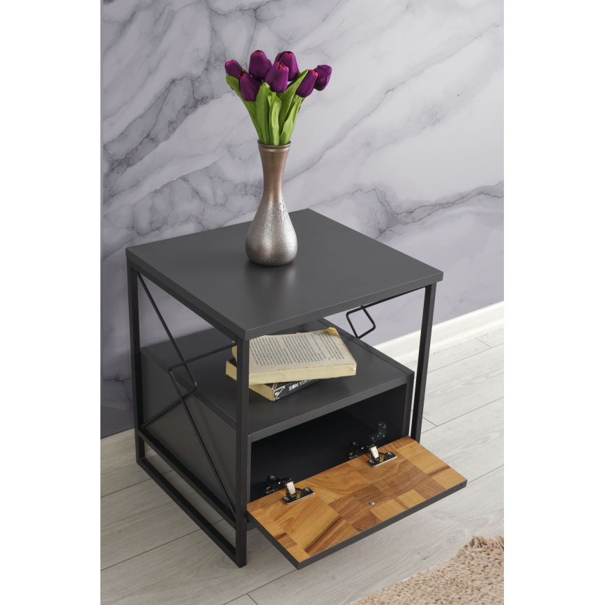 Nightstand ALTUNIZADE 50x45 cm black/brown