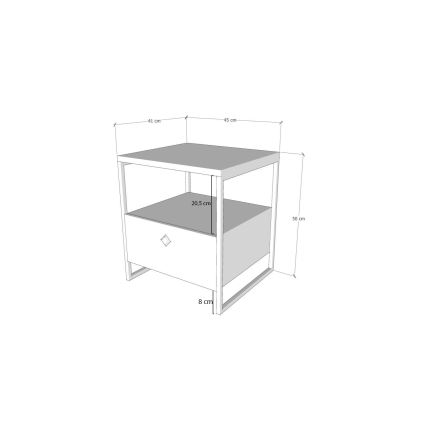 Nightstand ALTUNIZADE 50x45 cm black/brown