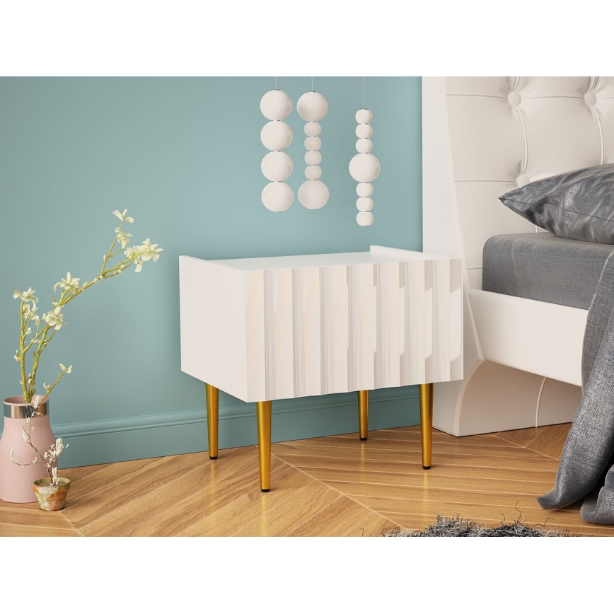 Nightstand ARCOS 46x50 cm white/gold