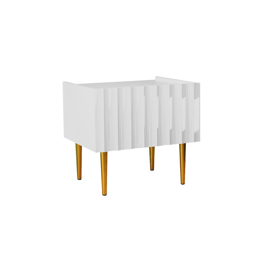 Nightstand ARCOS 46x50 cm white/gold