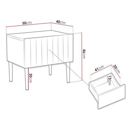 Nightstand ARCOS 46x50 cm white/gold