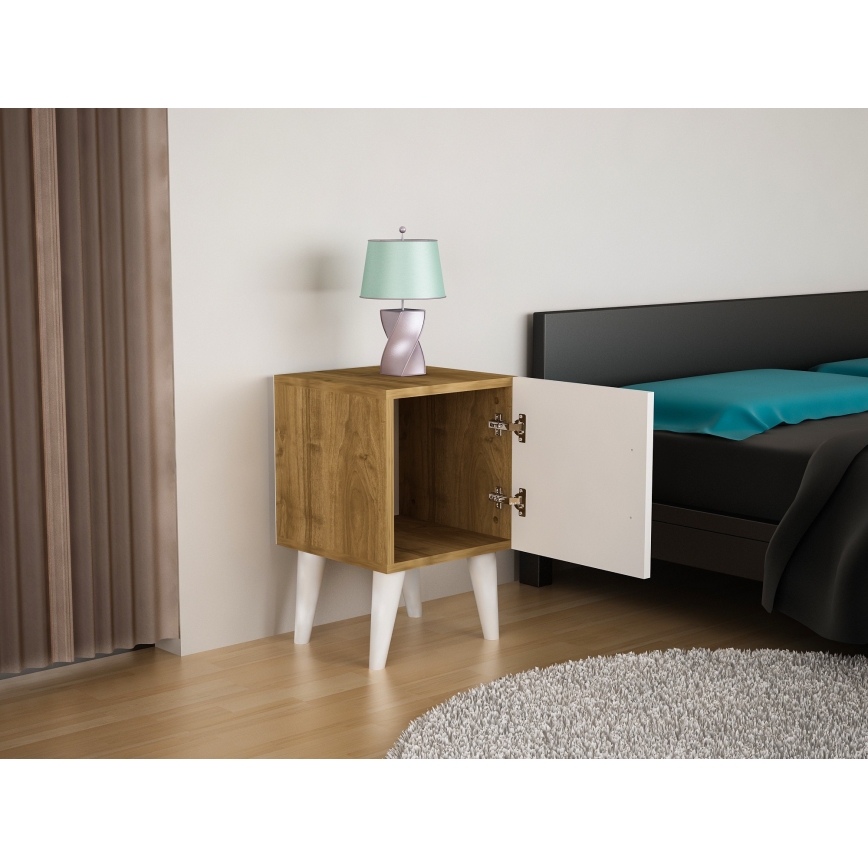 Nightstand BELLINI 55x35 cm white/brown