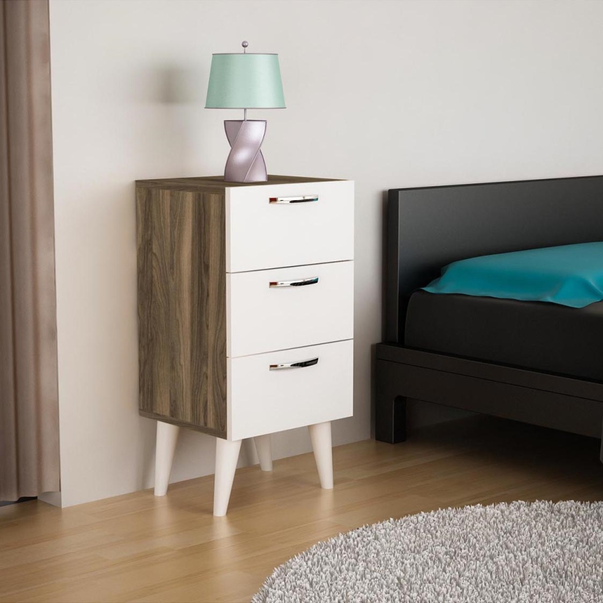 Nightstand BELLINI 80x40 cm brown/white