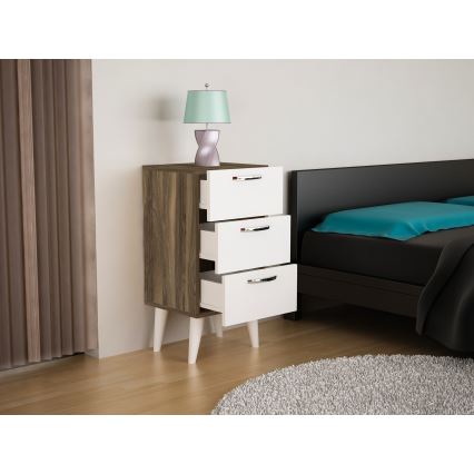 Nightstand BELLINI 80x40 cm brown/white