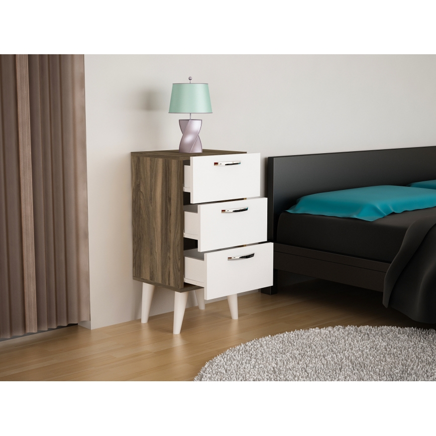 Nightstand BELLINI 80x40 cm brown/white