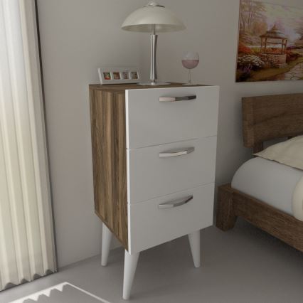 Nightstand BELLINI 80x40 cm brown/white