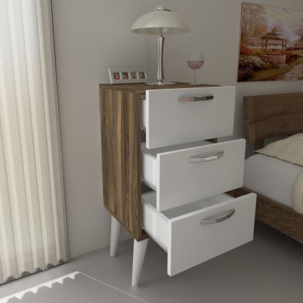 Nightstand BELLINI 80x40 cm brown/white