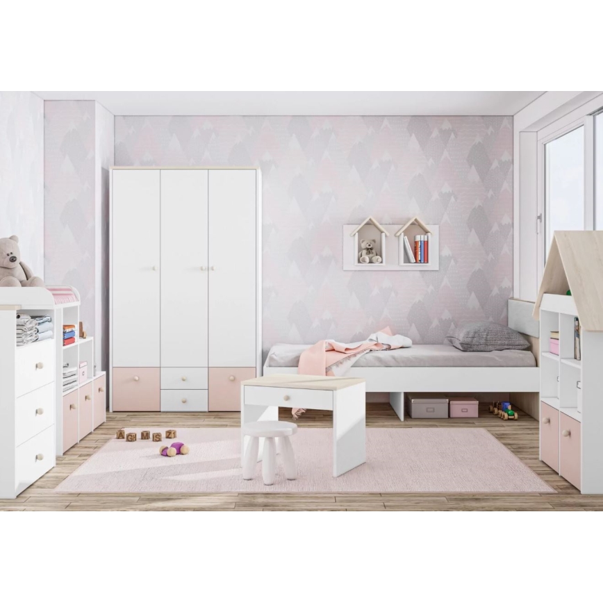 Nightstand BUBO 58x69 cm white/light beech