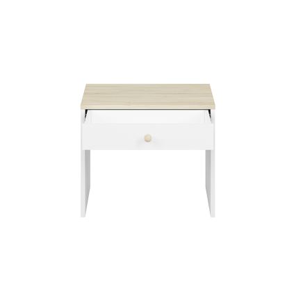 Nightstand BUBO 58x69 cm white/light beech