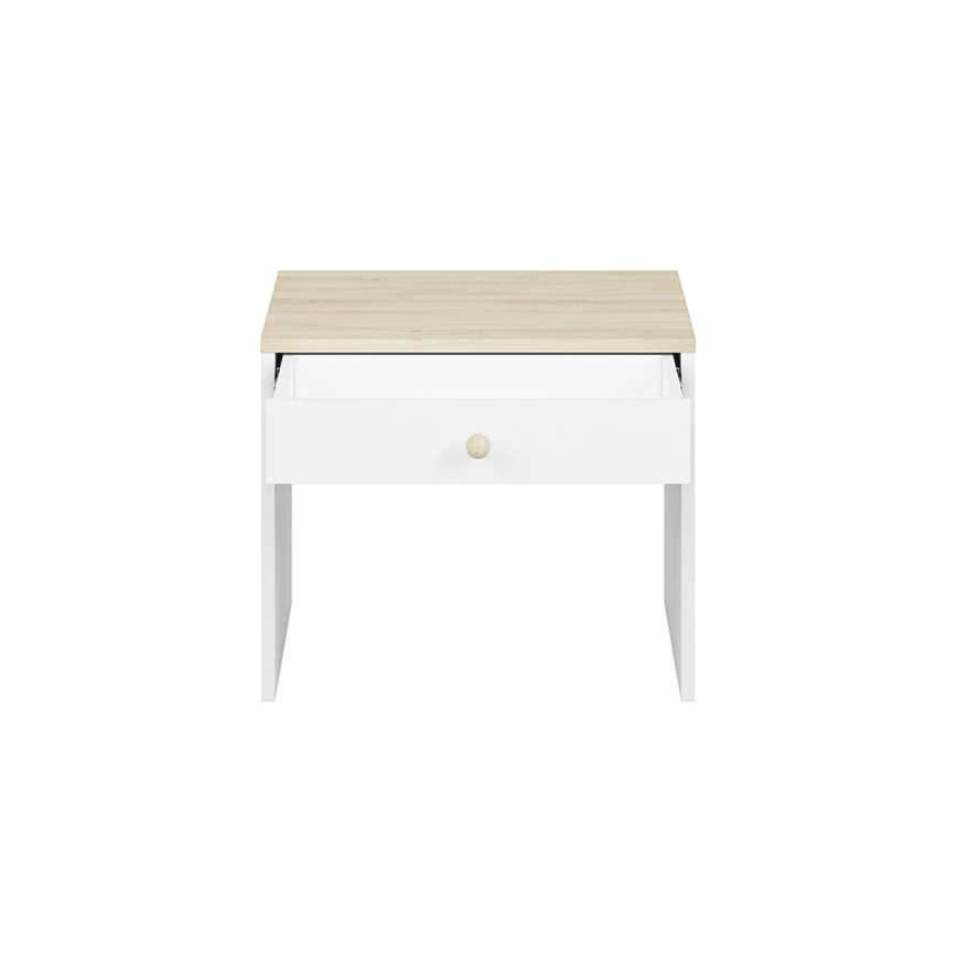 Nightstand BUBO 58x69 cm white/light beech