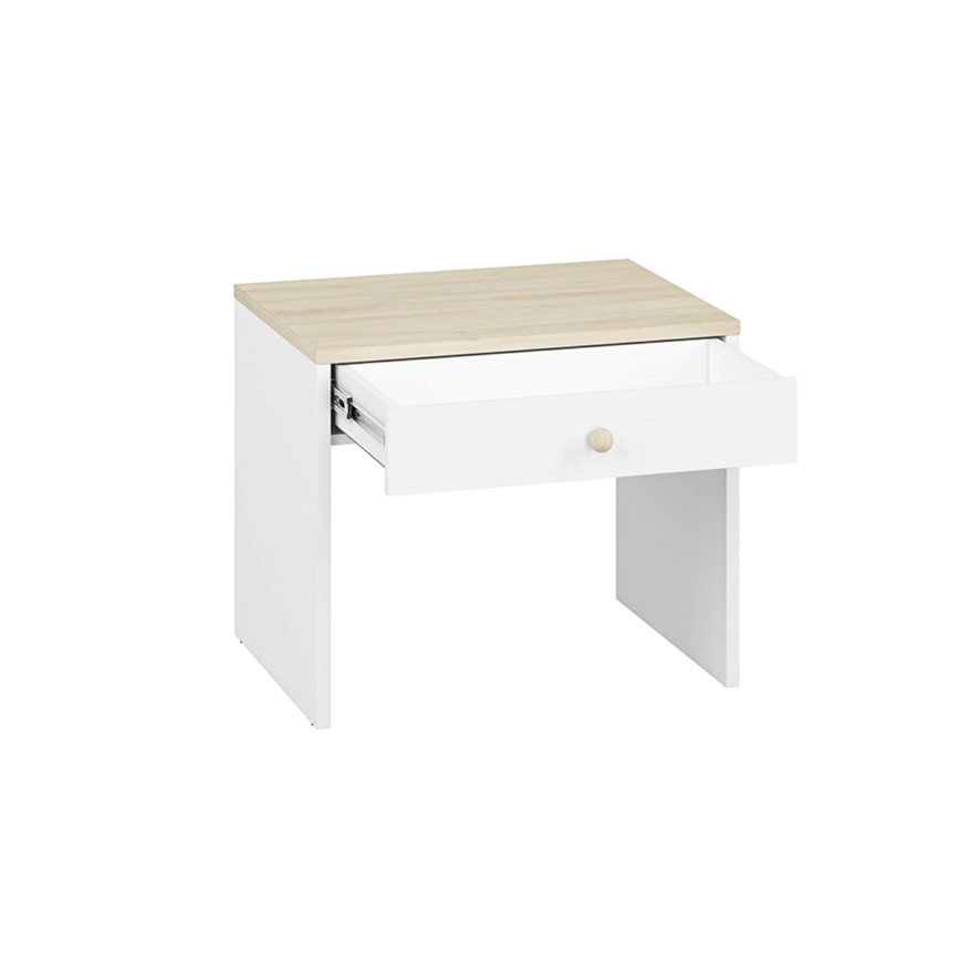 Nightstand BUBO 58x69 cm white/light beech