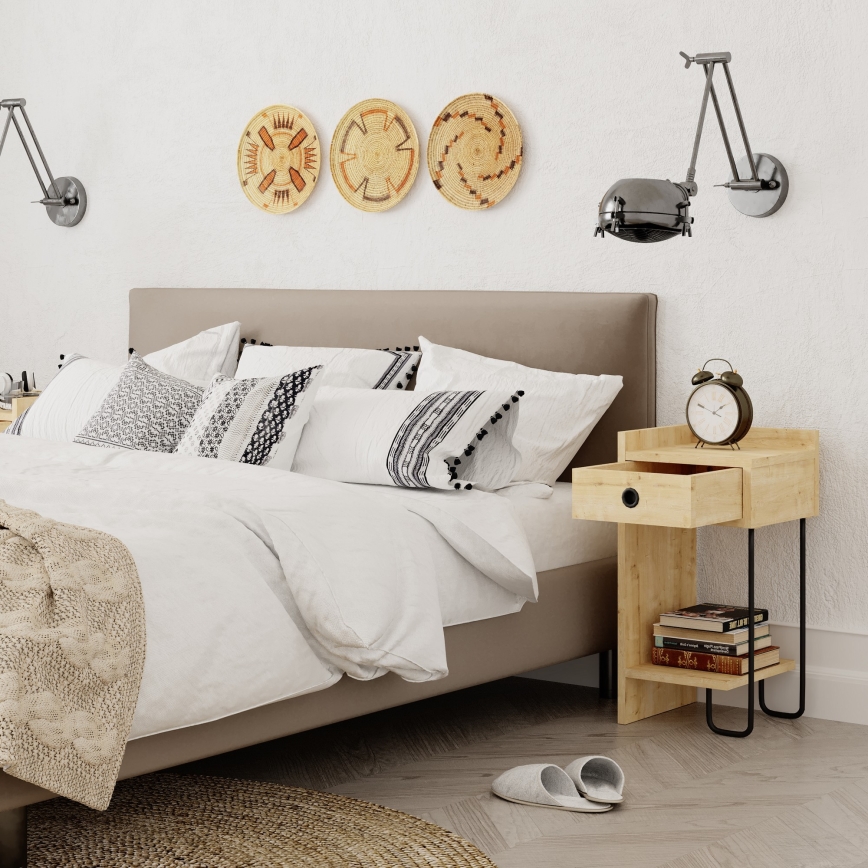 Nightstand CACTUS 60x29,5 cm beige/black