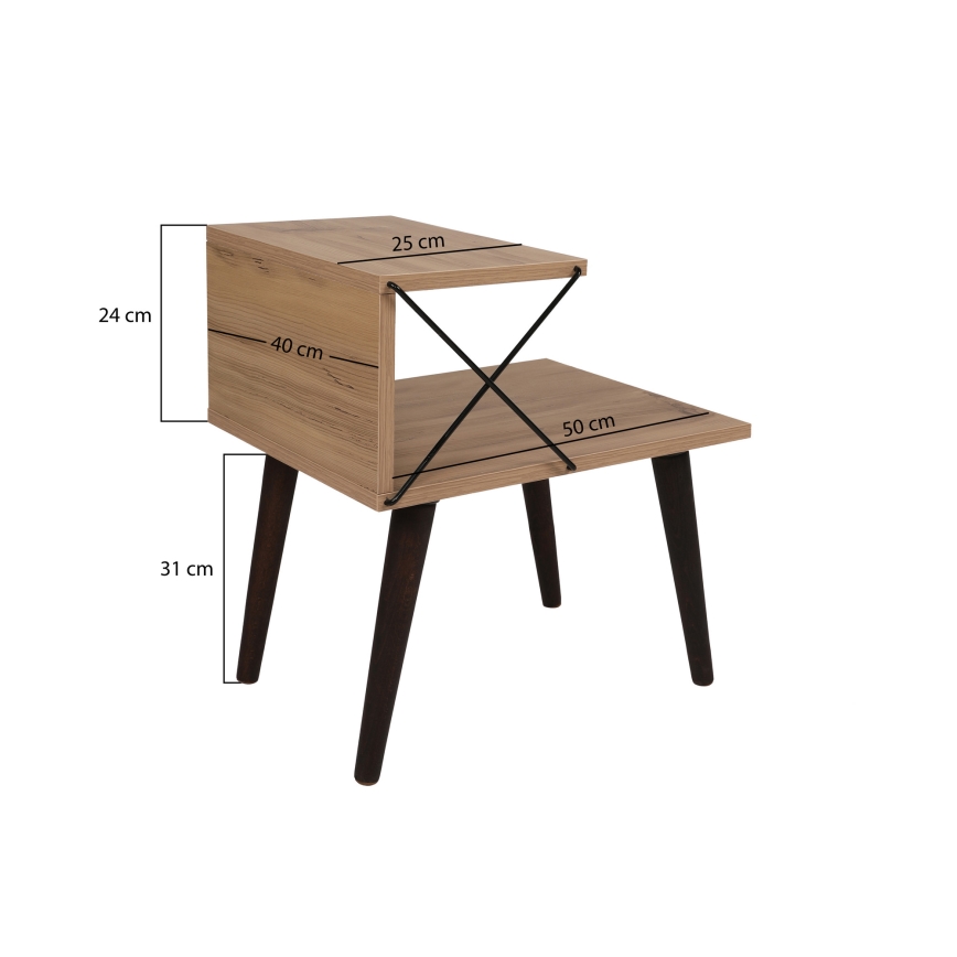Nightstand CROSS 55x50 cm brown