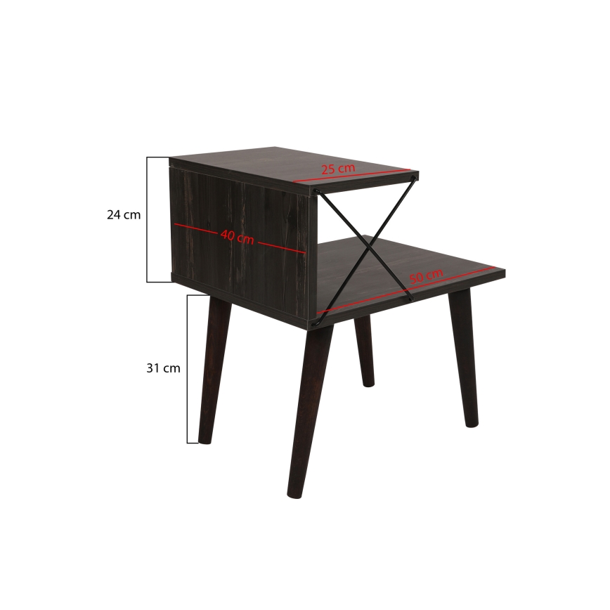 Nightstand CROSS 55x50 cm brown