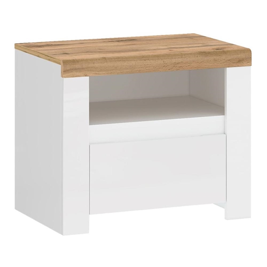 Nightstand DAMINO 50,5x60 cm white/oak wotan