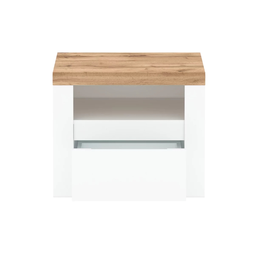 Nightstand DAMINO 50,5x60 cm white/oak wotan